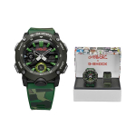 Casio G-Shock X Gorillaz Bendradarbiavimas Karinė Žalia Kamufliažinė Sportinė 200M Atspari Vandeniui Smūgiams Atsparus Kvarcinis Mechanizmas Dervos Dirželis GA-2000GZ-3APR Camouflage gray