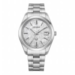 CITIZEN Eco-Drive Serija 100 Metrų Vandeniui Atsparus Saulės Energija Kvarcinis Titano Apyrankė 38mm Vyri&scaron;kas Laikrodis Pilkas Ciferblatas AQ4100-57B mėlyna