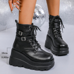 Gotikiniai Punk Platformos Batai Moterims Madingi Dvigubo Sagtuko Plei&scaron;to Auk&scaron;to Kulno Ankle Boots Moteri&scaron;ki Storapadžiai Juodi Combat Booties 35