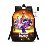 Vaiki&scaron;kos mokyklinės kuprinės studentams Rucksack L-Lamin Yamal Sportinė kuprinė vaikams Dovana Futbolo Žvaigždės kuprinė su USB sąsaja Krep&scaron;ys