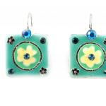 Les Tr&eacute;sors De Lily [D9640] - Dormeuses Cr&eacute;ateur 'Bouquet Fleury' Bleu mėlyna