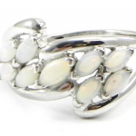 Bague Argent 'D&eacute;esse Opale' Blanc argent&eacute; (rhodi&eacute;) - 22x19 mm