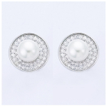 Les Tr&eacute;sors De Lily [J0185] - Boucles Argent 'Sissi' blanc argent&eacute; (rhodi&eacute;) - 12 mm