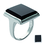 Bague Argent 'Ruth' noir argent&eacute; - 19x16 mm