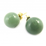 Les Tr&eacute;sors De Lily [M6741] - Boucles plaqu&eacute; or 'Mineralia' aventurine - 12 mm žalia