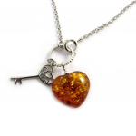 Les Tr&eacute;sors De Lily [N2506] - Bracelet Argent artisanal 'Love' ambre cognac (rhodi&eacute;) - 12x11 mm
