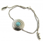 Les Tr&eacute;sors De Lily [P8156] - Bracelet cr&eacute;ateur 'Boho' turquoise argent&eacute; - 18 mm turkis