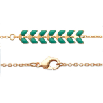 Les Tr&eacute;sors De Lily [Q4156] - Bracelet Plaqu&eacute; Or 'Boho' vert dor&eacute; (&eacute;pi de bl&eacute;) - 18 cm- 30x6 mm