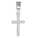 Les Tr&eacute;sors De Lily [Q7017] - Pendentif Argent 'Croix' Blanc argent&eacute; (rhodi&eacute;) - 12x7 mm balta