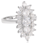 Bague Argent 'Sissi' blanc argent&eacute; (rhodi&eacute;) - 20x10 mm