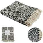 Les Tr&eacute;sors De Lily [Q3608] - Plaid cr&eacute;ateur coton 'Boho' noir beige - 120x150 cm