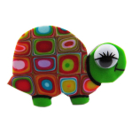 Les Tr&eacute;sors De Lily [R1334] - Bague artisanale 'Colombine & Arlequin' vert multicolore (tortue) - 33x23 mm