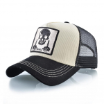 Vyri&scaron;ka beisbolo kepurė su siuvinėta kaukolės pleistrais &bdquo;Snapback Hip Hop Trucker&ldquo; kepuraitė, moteri&scaron;kos keturių sezonų lauko kvėpuojančios antveidžio kepurės 56-59CM