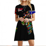 Nauji drabužiai vasaros moterims Pasaulio žemėlapis Suknelė Laisvalaikė su i&scaron;kirpte trumpomis rankovėmis Laisva Oversize Suknelė Moteri&scaron;kos 3D spausdintos suknelės XL