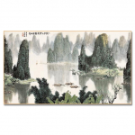 Kinų aliejinės tapybos peizažas Azijos dekoro sienos nuotraukos gyvenamojo kambario dekoravimui Maison Kinijos kra&scaron;tovaizdžio pie&scaron;imo drobės plakatas 21cm&times;30cm NoFrame