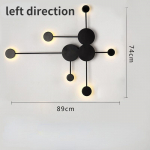 Svetainės fono sieninės lempos apdaila Nauja sieninė lempa Itin ry&scaron;kiai kūrybingi minimalistiniai miegamojo &scaron;viestuvai prie lovos 6 heads - left direction juoda