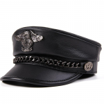 EFei karvės odos odinės kepurės moterims Kepurės moteri&scaron;kos mados laukinės vienspalvės tamsios spalvos kepuraitė Beretė Didžiosios Britanijos retro stiliaus tapytojų kepurės beretės