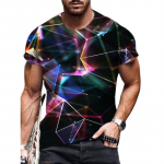 Nauji vasaros vyri&scaron;ki madingi mar&scaron;kinėliai Personality Sparkling Starlight Printed Vyri&scaron;ki mar&scaron;kinėlių vir&scaron;us XS juoda