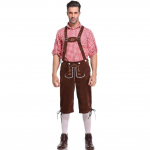 Voki&scaron;kas &bdquo;Oktoberfest&ldquo; kostiumas, vyri&scaron;kas &bdquo;Bavarian Lederhosen&ldquo; trumpas &bdquo;Beer Guy&ldquo; kostiumas M kava/raudona
