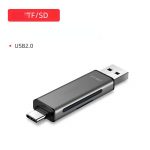 Didelės spartos USB 3.0/2.0 C tipo TF/SD kortelių skaitytuvas, skirtas asmeniniam kompiuteriui ir telefonui su ne&scaron;iojamu dizainu Only Card Reader