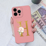 Apple iPhone 13 14 15 Pro Max X XS XR SE telefono dėklo dangtelis skystas mink&scaron;tas matinis silikonas, atsparus smūgiams, gėlių raidės iPhone korpuso buferiui iPhone 14