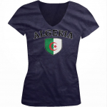 Alžyras &scaron;alies herbas nacionalinis pasididžiavimas alžyriečių jaunimo V formos i&scaron;kirptės unisex mar&scaron;kinėliai S