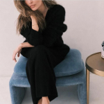 Pavasario ir rudens imitacijos audinės megztinis ilgomis rankovėmis megztos moteri&scaron;kos vir&scaron;utinės dalies laisvalaikio patogus pra&scaron;matnus trikotažo megztinis M