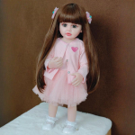 55 cm Reborn Toddler Lėlė Betty Wear rožinė suknelė 22 colių pilno silikono kūno mergaitės lėlės, gyvos ir mink&scaron;tos, stovinčios Rebirth lėlės vaiko žaidimų draugo žaislas