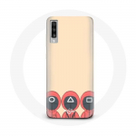 Coque pour Samsung Galaxy A70 Squid Game Masques Triangle carr&eacute; et Cercle Fan Art