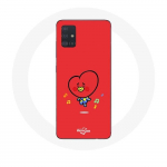 Coque pour Samsung Galaxy A51 BTS Bangtan Gar&ccedil;ons BT21 TATA V Fond Rouge