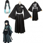 Anime demonų žudikė Kimetsu No Yaiba Tokitou Muichirou Cosplay kostiumai Kisatsutai uniforminis perukas Helovino karnavalo kostiumas L-(Full set+wig)