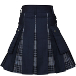 Vyri&scaron;ki kiltai, komunalinis kiltas, 100 % medvilnės džinsų hibridinis kiltas, modernios dėžutės klostuotas tartaninis tradicinis vyri&scaron;kas kiltas XL juoda