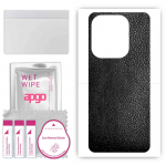 apgo Protective Skin Sticker for the back compatible with Tecno Pop 7 Pro, Wrap Film, Foil, Vinyl - Pattern Black Leather