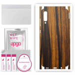 apgo Protective Skin Sticker for the back+sides compatible with Samsung Galaxy A70, Full Wrap Film, Foil, Vinyl - Pattern Tigerwood