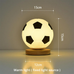 Futbolo Naktinis &Scaron;viestuvas USB &Scaron;iltas Baltas LED Apvalus Medžio Masyvo Stiklinis Mažas Stalo &Scaron;viestuvas Lovos Spintelės Miegamojo Darbo Kambario Dekoracija Ap&scaron;vietimas