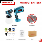 ONEVAN 1000ML Elektrinis pur&scaron;kimo pistoletas Akumuliatorinis dažų purk&scaron;tuvas Automobiliai Baldai Plieno danga Aerografas Suderinamas su Makita 18V akumuliatoriumi Without Battery