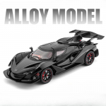 1/24 mastelio &bdquo;Apollo Automobil IE&ldquo; sportinių automobilių lydinio &bdquo;diecast&ldquo; modelio žaislinė transporto priemonė su garsu ir &scaron;viesa, traukiami atgal automobilio žaislai vaikams, dovanos juoda