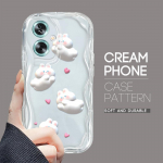 Mielas animacinių filmų ra&scaron;tų kreminės tekstūros korpusas, banguotas kra&scaron;tas, mink&scaron;tas silikoninis telefono dėklas, skirtas OPPO Reno Realme Realme C20A skaidri