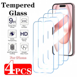 4 vnt. ekrano apsauga, skirta iPhone 16 15 14 13 12 11 Pro XS Max grūdintas stiklas, skirtas iPhone X XR SE 2022 2020 7 8 6 6S 16 15 14 Plus iphone 11 gryna