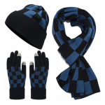 3 vnt. / rinkinys Unisex žieminė beanie skara pir&scaron;tinių rinkinys sustorėjęs &scaron;iltas dangtelis Check Print Elastinės jutiklinio ekrano pir&scaron;tinės Vėjo nepraleidžiančios žiemos lauko dviračių kupolas vyno raudonos spalvos