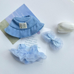 3 Pieces Dolls Dress with Hat Bow Hairpin for 15-17cm up Year Gifts rožinė