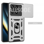 &bdquo;Armor Funda&ldquo;, skirtas &bdquo;POCO F6 Pro 5G Case Slide&ldquo; fotoaparato žiedo stovo apsauginis dangtelis, skirtas &bdquo;Xiaomi Redmi Turbo 3 POCO F6 5G Capa&ldquo; for POCO F6 Pro juoda
