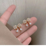 S925 Sidabrinė adata Korėjieti&scaron;ka versija Bow Pearl Stud Auskarai Vasariniai Paprasti Maži Auskarai Auskarai Moteri&scaron;ki