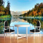 Sieninis fototapetas 3d Ežeras Mi&scaron;kas Kalnai Sieninis fototapetas Svetainė TV Miegamasis Namų Dekoras Tapetai 250 cm(W) x 160 cm(H)