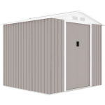 Abri de jardin en m&eacute;tal 4,07 m&sup2; - 213 x 191 x 195 cm - MARS -Kit d'ancrage inclus, 2 portes coulissantes - Taupe