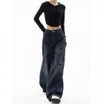 Women Wide Leg Jeans Harajuku Baggy Denim Trousers Oversized Grunge Streetwear Y2k Pants Korean Fashion S