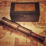 Jūrinis žalvarinis teleskopas su medine dėžute Ki&scaron;eninis žiūronas Jūrinis Steampunk Dovana kolekcionieriui Dydis S