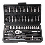 46 dalių lizdinių raktų ir terk&scaron;linių atsuktuvų rinkinys automobilių remontui 46-piece black box set (black and white handle)
