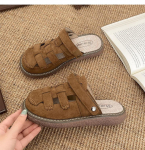 Kasdieniai ir lengvi retro stiliaus &scaron;lepetės su platforma, moteri&scaron;ka lauko avalynė 2025 m. naujos vasaros vienpedalės auk&scaron;tinančios romėni&scaron;kos sandalės 40 ruda