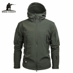 Kamufliažinis karinis vyri&scaron;kas striukė su gobtuvu, ryklio odos Softshell JAV armijos taktinis paltas, Multicamo AT FG XS